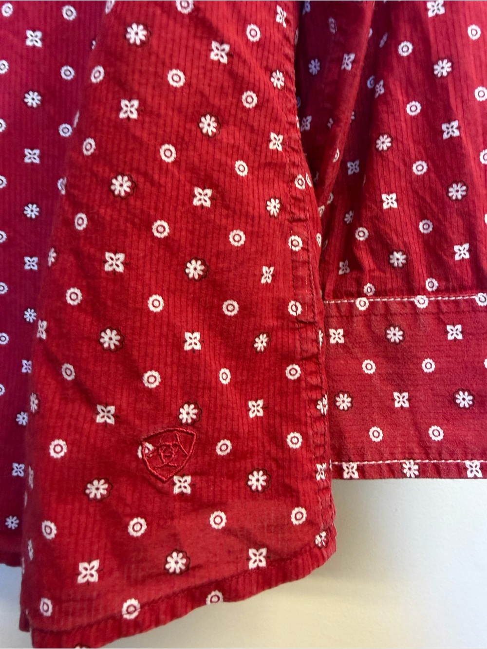 Ariat Women Bandana Fitted Red White Button Long Sleeve Western Shirt - Picture 6 of 13